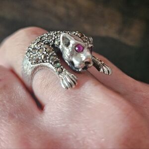 Vintage Panther Wrap Ring with Ruby Eyes